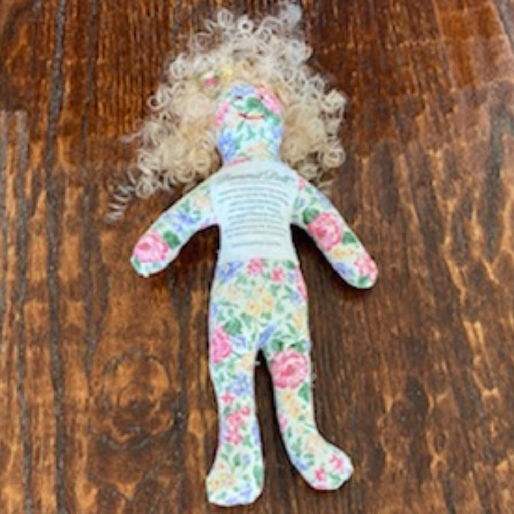 Original VINTAGE * Wild BLONDE Curly hair DAMMIT DOLL * Retro FLOWER CHILD